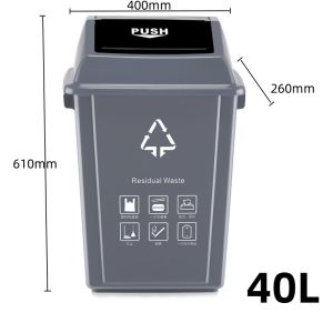 20/40/60/100LGarbage Container Bin with swing Top Lid Waste bin