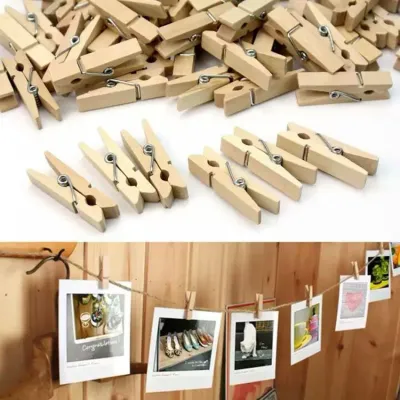 (10 pcs - 35 cm) Jepitan Foto Wooden Clip Penjepit Foto Klip Foto Kayu 35cm Warna Warni - isi 10 PCS