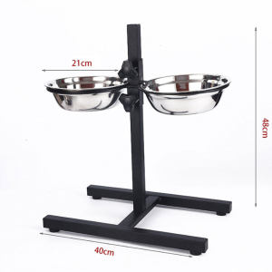 ชื่อ: ชามสแตนเลสคู่มีขาตั้ง ปรับสูงต่ำได้ ชามอาหารสัตว์เลี้ยง ถอดออกล้างได้สะดวก