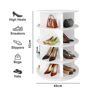 Rotating Shoe Rack for 360 Degrees Tower Shoe Rack Organizer Floor  Stand Simple Storage Organizer Display Rack for Handbag Shoe Toy Book Space Saver