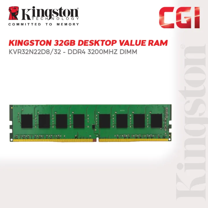 Kingston 32GB DDR4 3200Mhz Desktop Value Ram - KVR32N22D8/32