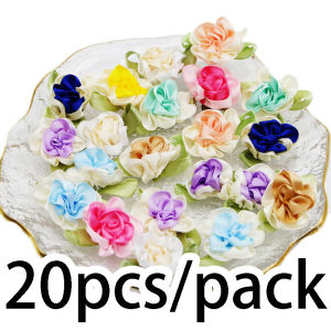 (20pcs/pack) 2 * 4cm double ribbon leaf hand sewn small flower sewing clothing sewing accessories patch handmade hair clip decoration DIY