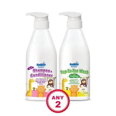 Teddie® Junior 2-in-1 Prebiotic Shampoo & Conditioner / Prebiotic Top-to-Toe Wash