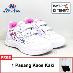 FIURI - NEW ERA - PONY VELCRO 29-32 HITAM PINK - SEPATU SNEAKERS KANVAS SOL KARET ANAK KECIL PEREMPUAN - SEPATU KUDA PONI KETS LUCU FASHION TRENDY - SEPATU SEKOLAH PAUD TK KRETEKAN PEREKAT ANAK CEWEK MURAH PROMO DISKON BONUS KAOS KAKI