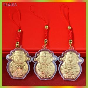 RUASA Trung Quốc God of Wealth Keychain năm mới May Mắn chuỗi điện thoại lưu niệm điện thoại di động phim hoạt hình Phím Máy ảnh dây dây
