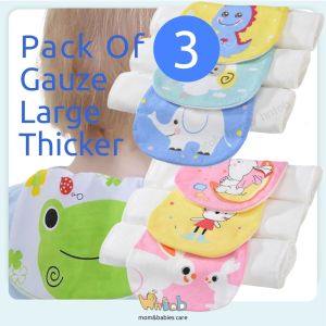 Hntob 2-7Y 3Pcs/Pack Large Sweat Back Towel Thick Gauze Aborbent Reuse