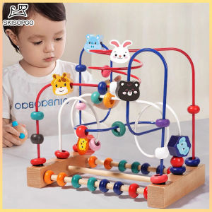 SKISOPGO Wooden Around Beads Wire Maze Toy Montessori Sensory Toys Puzzle Toys Haiwan Mengelilingi Manik