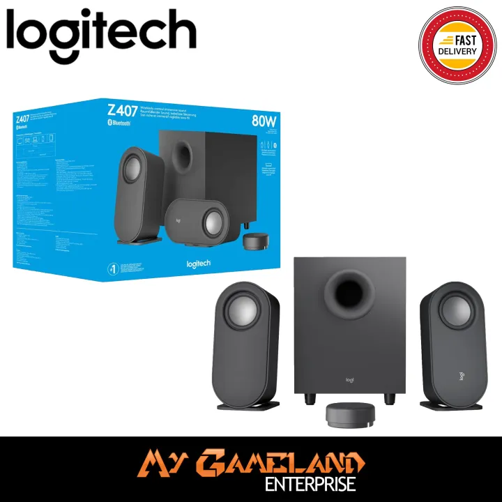 Logitech Z407 Bluetooth Computer Speakers with Subwoofer and Wireless Control, Immersive Sound USB Speakers