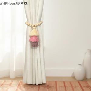 WP💓💛💖 2Pcs Handmade Wooden Bead Curtain Ties Bohemian Style Holdbacks for Living Room Home Bedroom Window