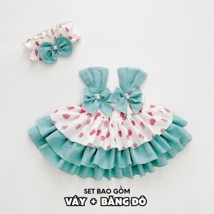 TT42 Váy công chúa 2 dây RIOKIDS quần áo đầy tháng thôi nôi cho bé gái sơ sinh