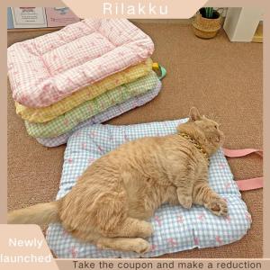 Rilakku Soft Sweet Checkered Bow Pet Cotton Mattress Four Season Universal Cat Dog Mattress Pet Bed Furniture Pet Supplies Accessories