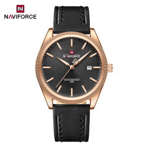 NAVIFORCE Original Mens Business Watch Quartz Movement Calendar Luminous Pointer Leather Strap 30m Waterproof Mens Fashion Casual Watch NF9276L