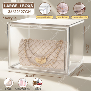 SALVO Kotak Tahan Debu Tas Transparan Storage Display Box Kotak Penyimpanan Sepatu Tas BukuCosmetic Organizer Acrylic