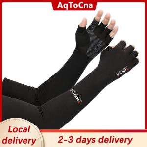 [COD] AqToCna Ship within 24 hours 2pcs Sport Arm Sleeves Cycling Running Fishing Climbing Arm Cover Sun UV Protection Ice Cool Sleeves With 5-finger Cuff