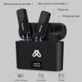 Amgras SoundMeta Ⅲ ANC Wireless Lavalier Microphone Wireless With Active Noise Cancelling Dual-Channel Recording LCD. 