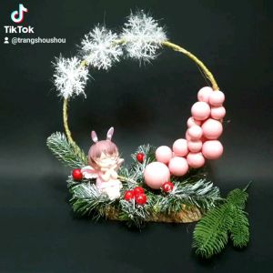Vòng nguyệt quế để bàn tiểu cảnh thiên thần size 22cm