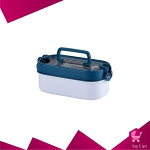 BabyShop-C991 Tempat Makan 2 Tingkat dengan Jinjingan 700ML Free Sendok Garpu BPA FREE / Lunch Box