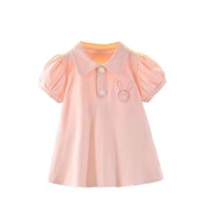 QINN Kids Girls Polo Dress Children Light and Solid Color Dresses Skirts Princess Birthday Party for 1-12 Year Baby Girl Childrens Clothing