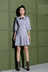 MyDu Shop | Đầm Dự Tiệc MS 2415 – Dáng Suông Tay Lỡ Đính Hoa Hồng Nữ Tính Chất Bố Thun Co Giãn