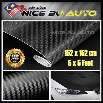 152x152CM (5x5feet) 3D Carbon Fiber Vinyl Wrap Film Car Sticker