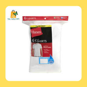 Hanes Mens Value Pack White Crew T-Shirt Undershirts 6 Pack ( MEDIUM )