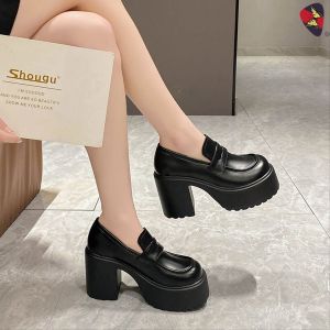 #K-113 Size 35-40 Loafers Casual Student Shoes Thick Heel For Womens Fashion (Standard Size)