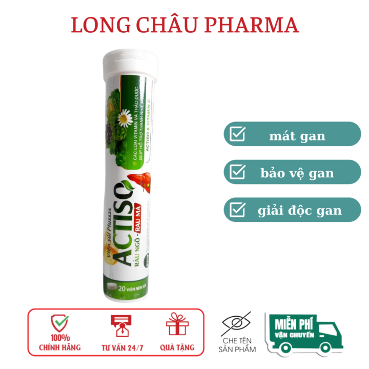 Viên sủi Actiso Râu ngô Rau má mát gan thanh nhiệt cơ thể, giải độc gan ...