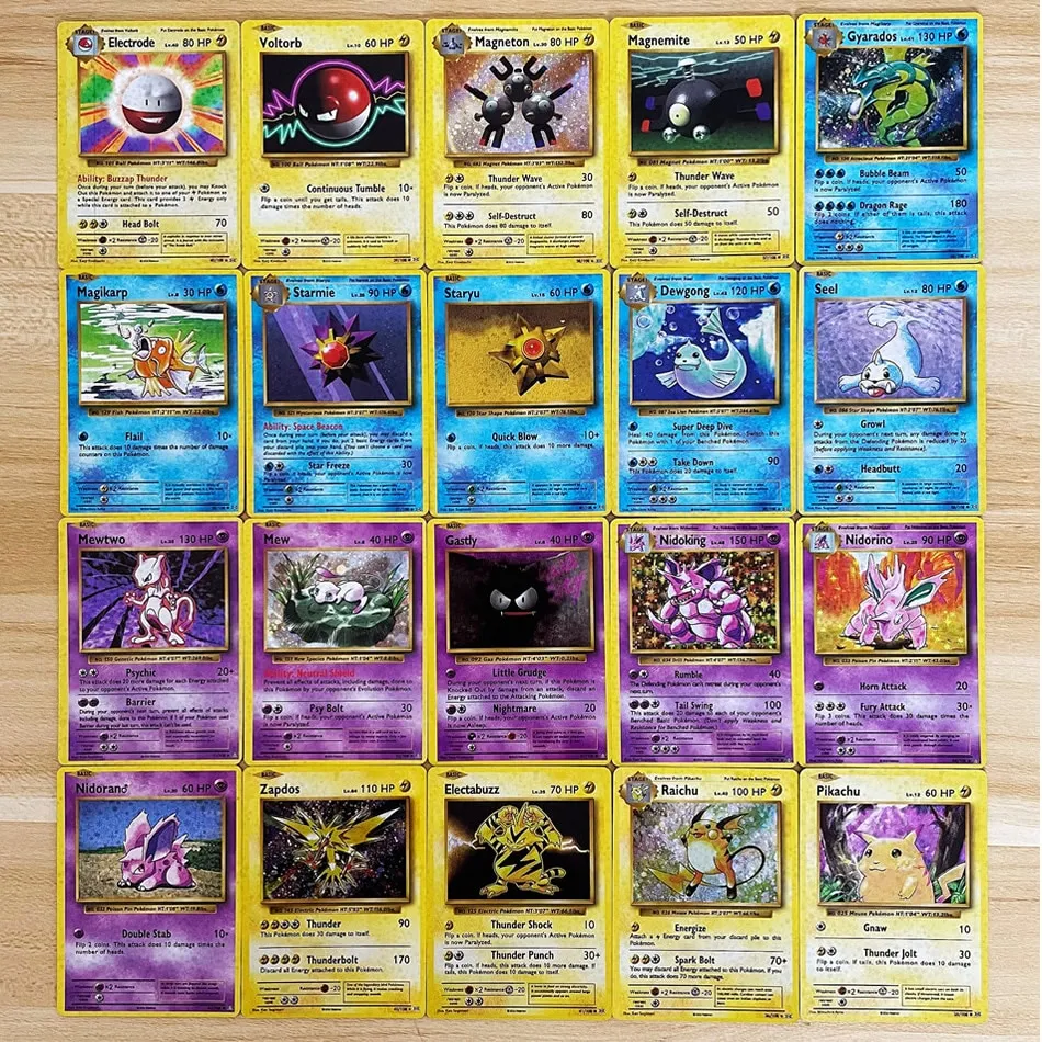 60pcs Pokemon 1996 Years Flash Card Box Case Charizard Pikachu Mewtwo  Display Playing Game Pokémon English Shining Card Kids Toy | Lazada PH