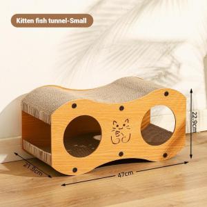 Wood Cat House With Scratcher Cat Assemblable Wooden Board Bed Funny w/ Scratching Pad Kitten Rest Room