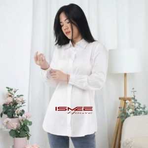 Ismee House Best Seller Kemeja Polos Slimfit Wanita Dewasa Lengan Panjang Korean Style Katun Premium