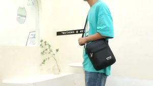 Mens casual shoulder bag with large capacity and multiple layers of waterproof design