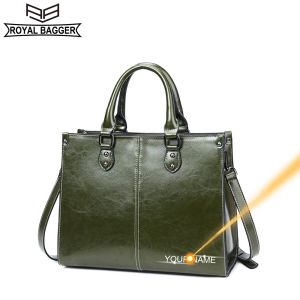 Royal Bagger Handbag For Women Genuine Cow Leather Fashion Girls Shoulder Sling Bag Top Handle Bags Retro Casual Office Party Outdoor Totes