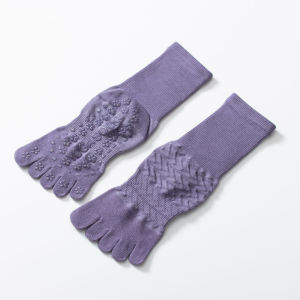 Toes socks for wemen yoga Pilates socks anti-slip womens Cotton Floor Aerobics Sport Socks Elegant rhomboid jacquard Long tube Socks fitness Zumba Dancing Indoor socks