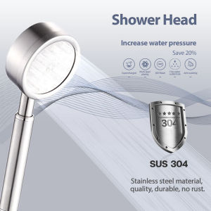 SUS304 Stainless Steel Shower Pressure Shower Water Saving Shower Head Handheld Rain Shower Hose Stand Set Detachable Shower Head Bathroom Shower