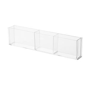 OKDEALS01 No Drill Cabinet Storage Box Rectangular Wall Mounted Makeup Brush Holder Space Saving 3 Grids Design Desk Sundries Organizer Office Supplies