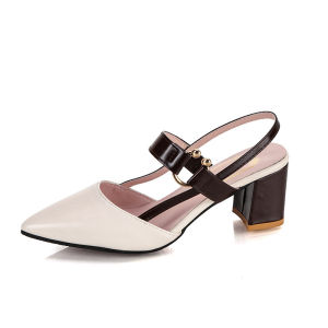 Free Shipping WomenS New Summer Sandals Korean Style Closed-Toe Pointed-Toe Strap Buckle Roman Style Shallow Cut Chunky High Heel