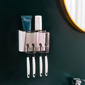 Specool® Toothbrush Holder Automatic Toothpaste Squeezer Dispenser Toothbrush Cup Bathroom Storage Organizer Rack