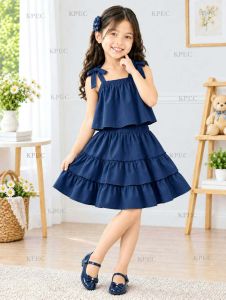 KKH Summer Casual Girl Teen Skirt with Bow and Top Set Terno - top and skirt - plain color - current trend - best seller top - super ganda - ganda ng quality - effortless easy to wear - simple - cute item - fabric from abroad - cotton fabric - timele