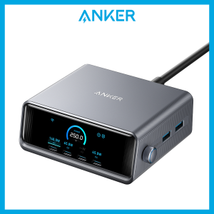 Anker Prime Charger 250W 6-Port GaN Charging Station Fast Charging USB C Charger Adapter Desktop Multi Plug