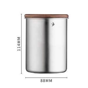 VIVAZ 380ml 560ml Matcha Jar Stainless Steel Large Capacity Food Storage Containers Wood Lid Storage Bottle Kitchen