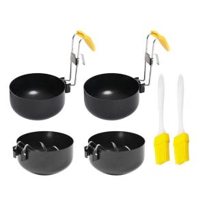 4 Piece Foldable Hanging Hook Nonstick Heat Resistant Eggs Poacher Cooker For Poached Boiled Eggs Breakfast Cooking Tool