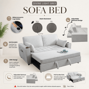 [FREE INSTALLATION] BETTY ANDREW Luxury Sofa Bed Adjustable Anti Scratch Easy Clean Fabric
