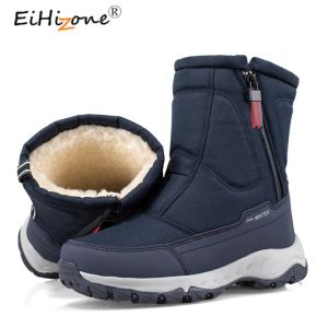 2023 Winter Shoes Men Women Hiking Boots Outdoor Waterproof Snow Boots Plus Velvet Warm Side Zipper Casual Short Boots Resistance Men Cotton Shoes