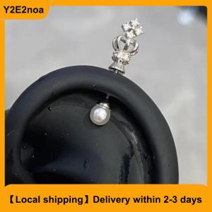【Local shipping】 1Pcs Crown Pearl Titanium Steel Spiral Ear Bone Nail Fashion Y2K Earrings For Women Ear Piercing Jewelry Gifts