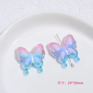 ลูกปัด ผีเสื้อ เคลือบโฮโลแกรม  ขนาด 29x30mm อุปกรณ์เสริมงานฝีมือ งาน DIY ใช้สำหรับการ้อย พวงกุญแจ ที่ห้อยกระเป๋า ที่ห้อยโทรศัพท์