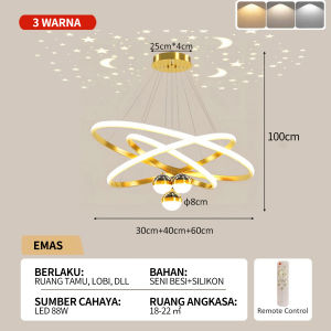 Lampu Gantung Minimalis Modern RUANG TAMU - Lampu Gantung LED 3 Ring Modern Untuk Kamar Tidur