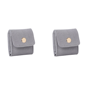 Snap Button Compartment Jewelry Storage Bags Microfiber Leather Necklace Packaging Pouch Foldable Travel Jewelry Organizer