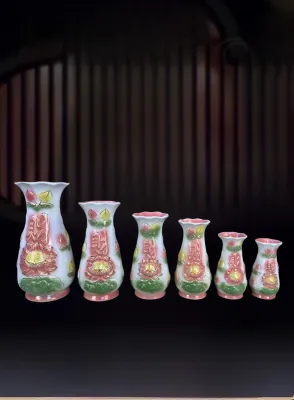 Bộ Thờ Cúng Bình Đào Hồng Bình Bông Hồng Lọ Hoa Sen Hồng Bằng Sứ