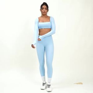New Yoga Long sleeved Womens Outdoor Running Fitness Wear T-shirt Long sleeved Yoga Shirt Gym Push Up Workout Single Piece Top2026