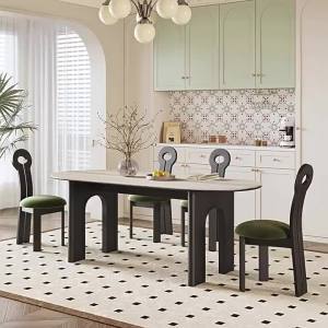 Dining Table French R Rock Board Oval Table Dining Table White Waxwood Arch Table Leg Dining Table Household Furniture